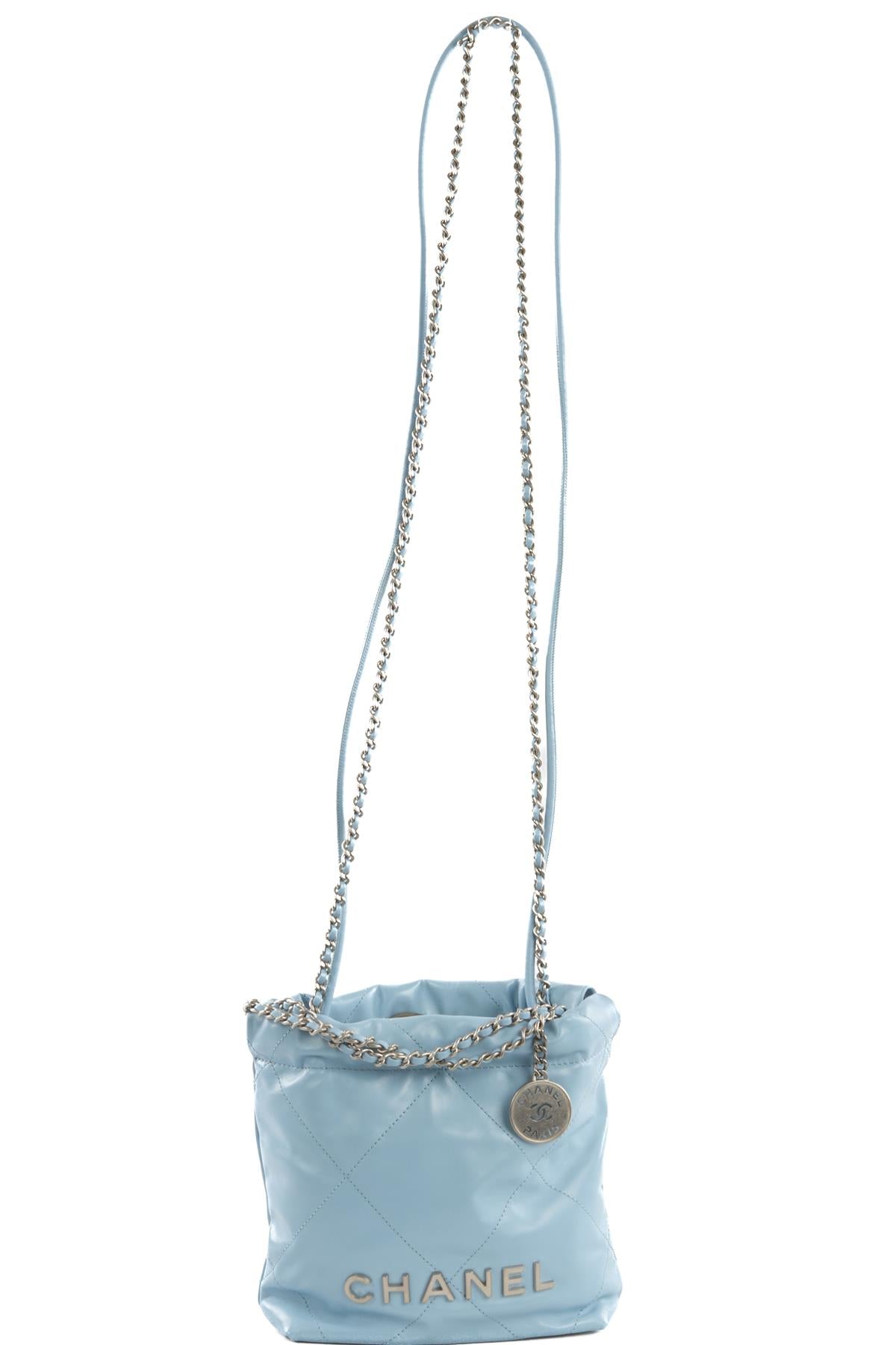CHANEL BLUE 2023 22 MINI QUILTED LEATHER SHOULDER BAG
