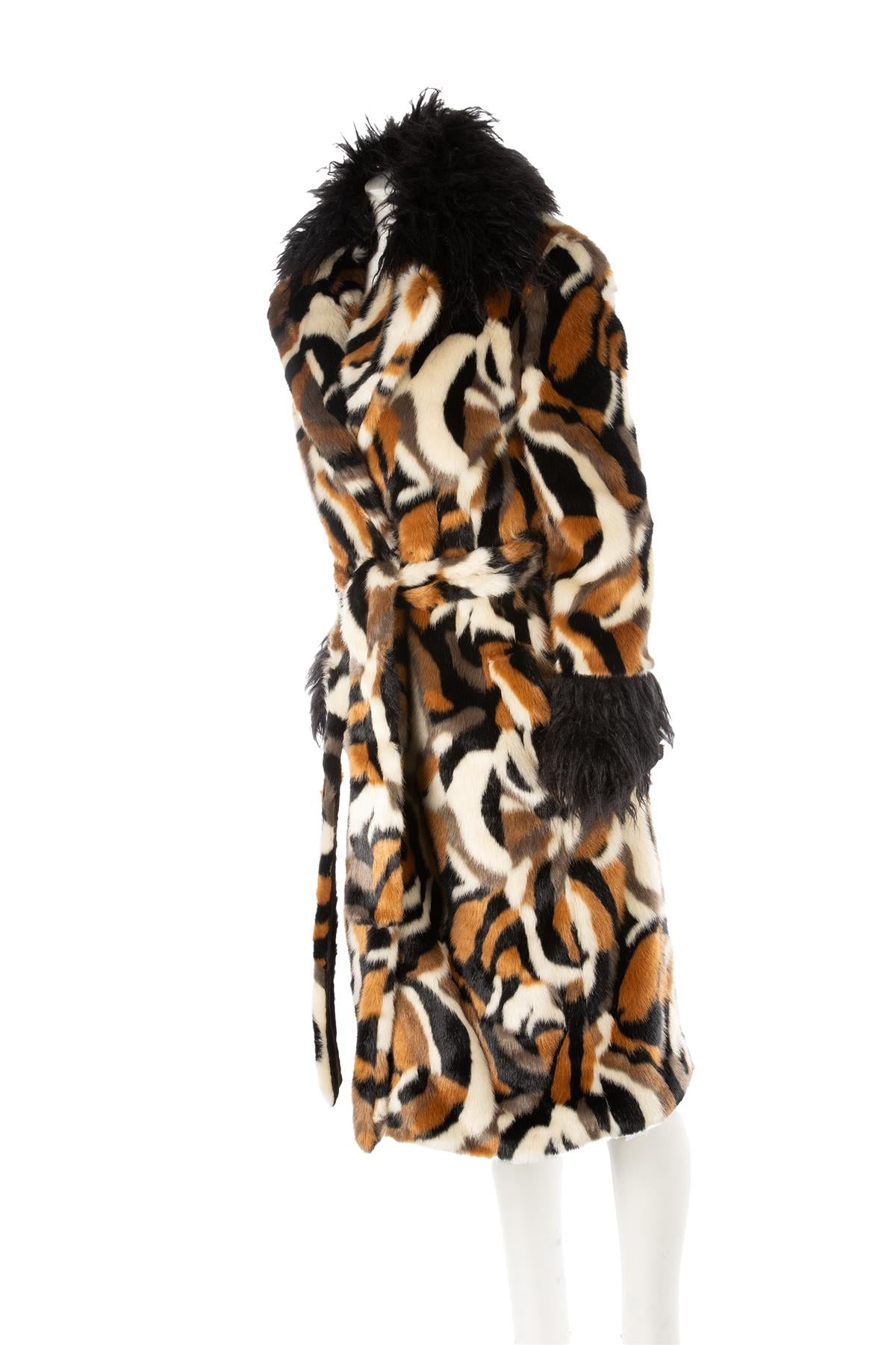 STAUD MULTI FAUX FUR COAT US 2 UK 6