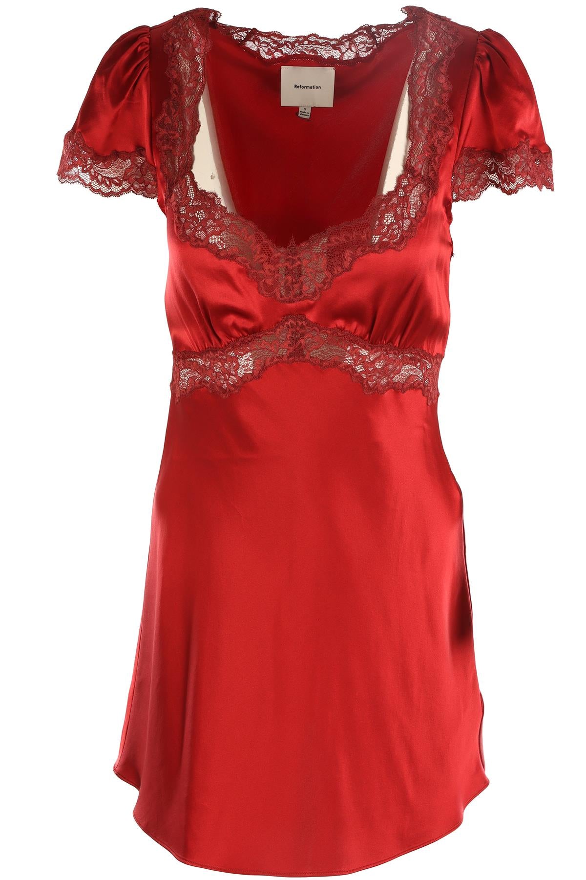 REFORMATION RED SILK MINI DRESS SMALL