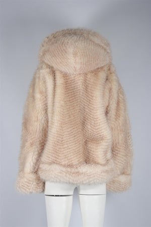 ARAKII BEIGE FAUX FUR JACKET SMALL