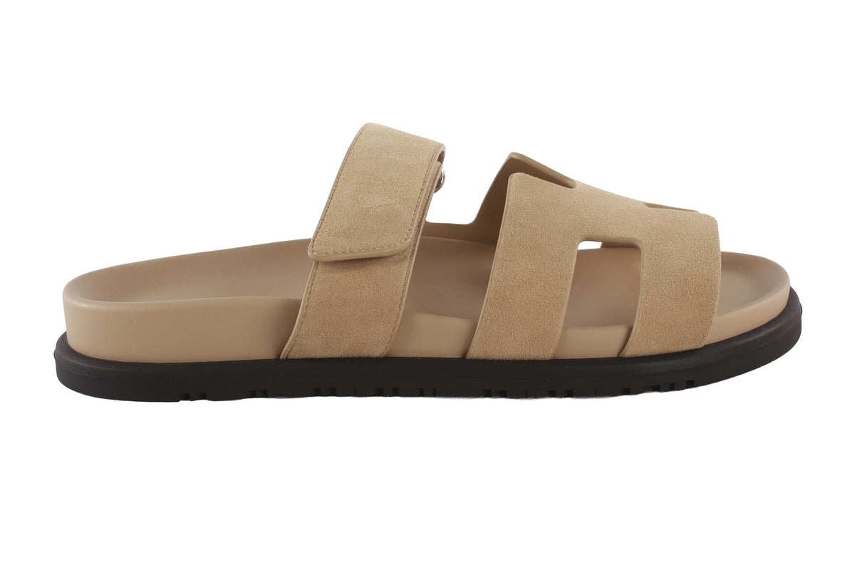 HERMÈS BEIGE CHYPRE SUEDE SANDALS EU 37 UK 4 US 7