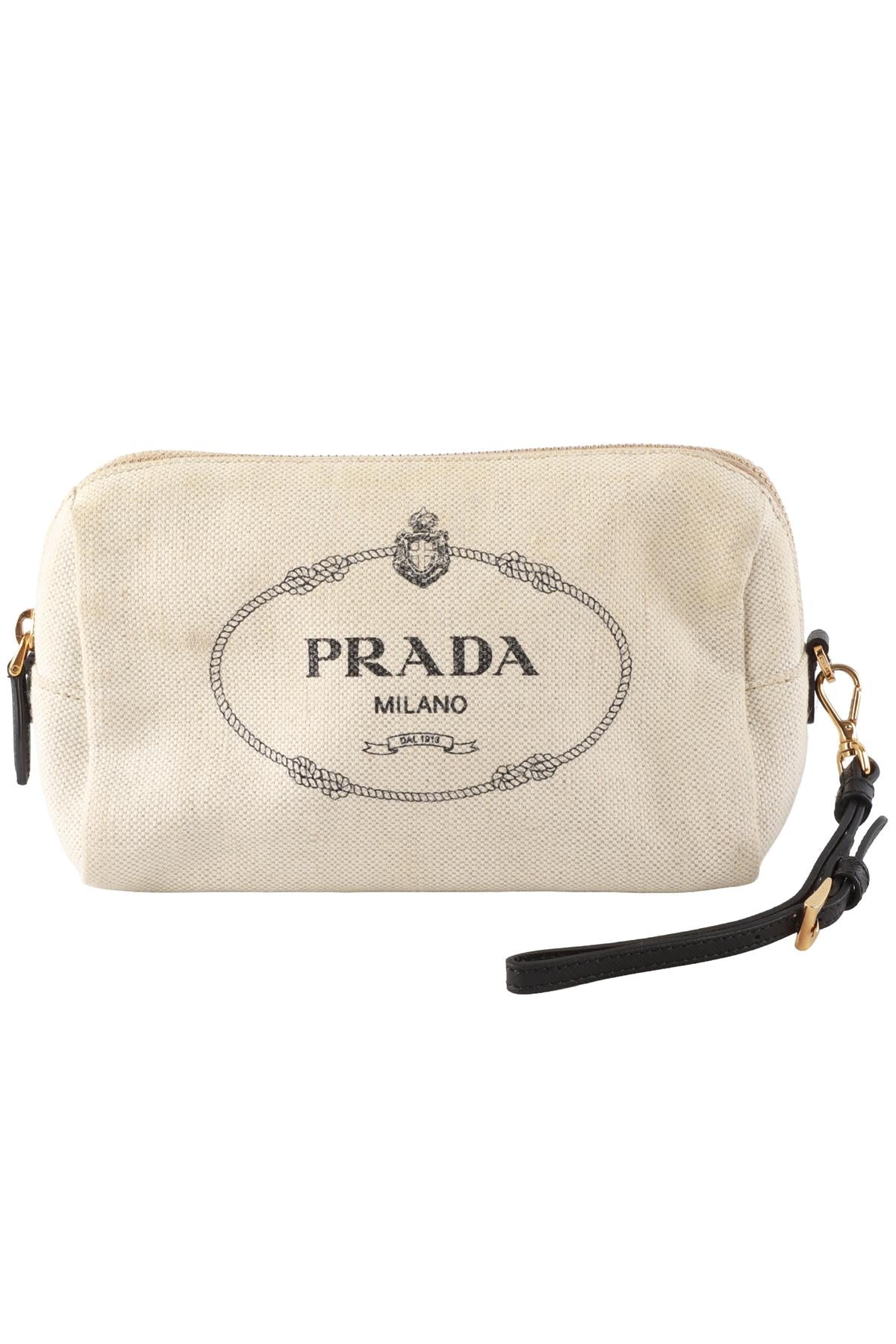 PRADA BEIGE CANVAS POUCH