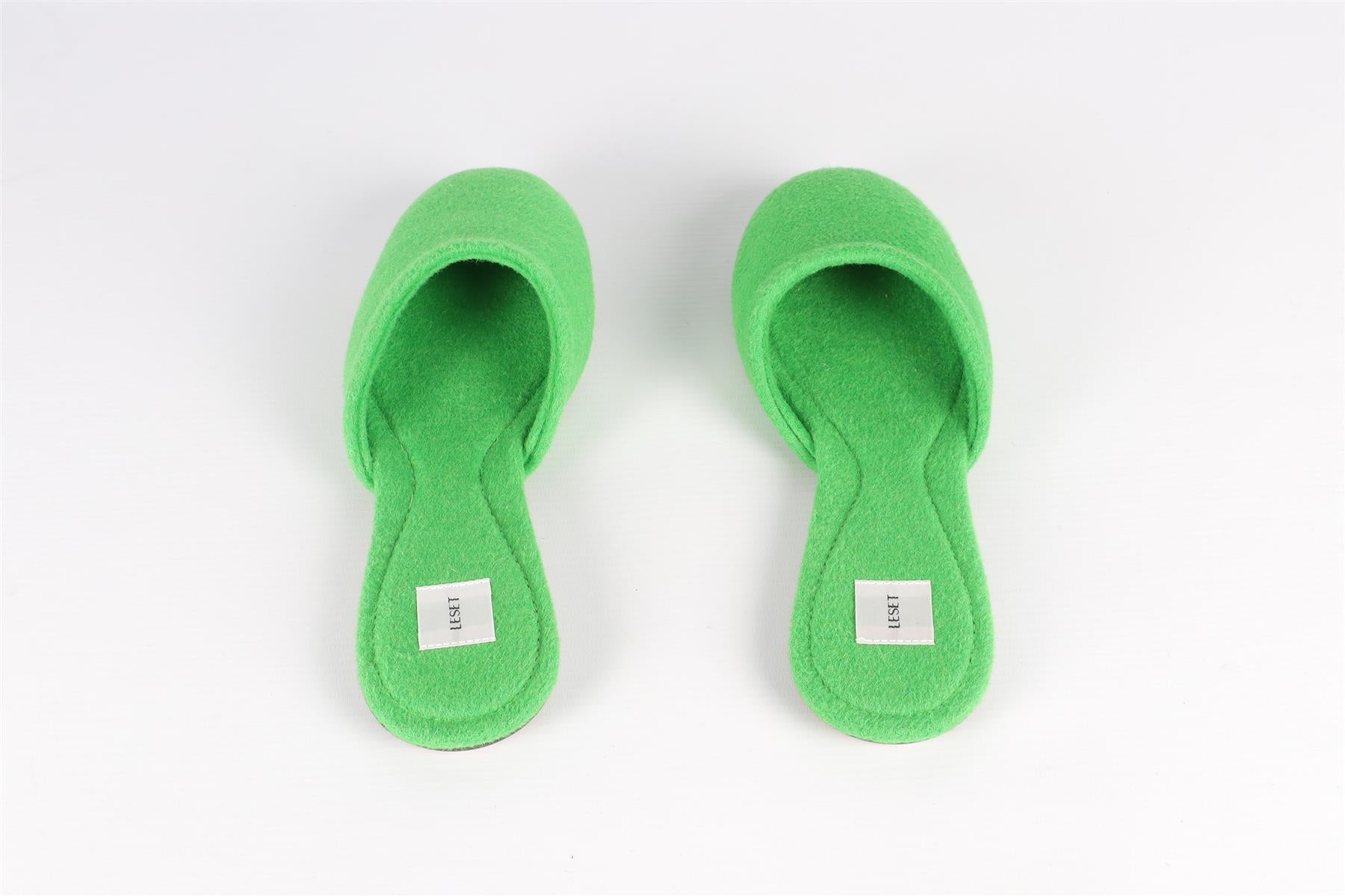 LESET GREEN FELT SLIPPERS EU 38 UK 5 US 8