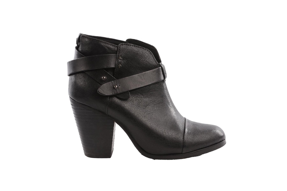 RAG & BONE BLACK LEATHER ANKLE BOOTS EU 38