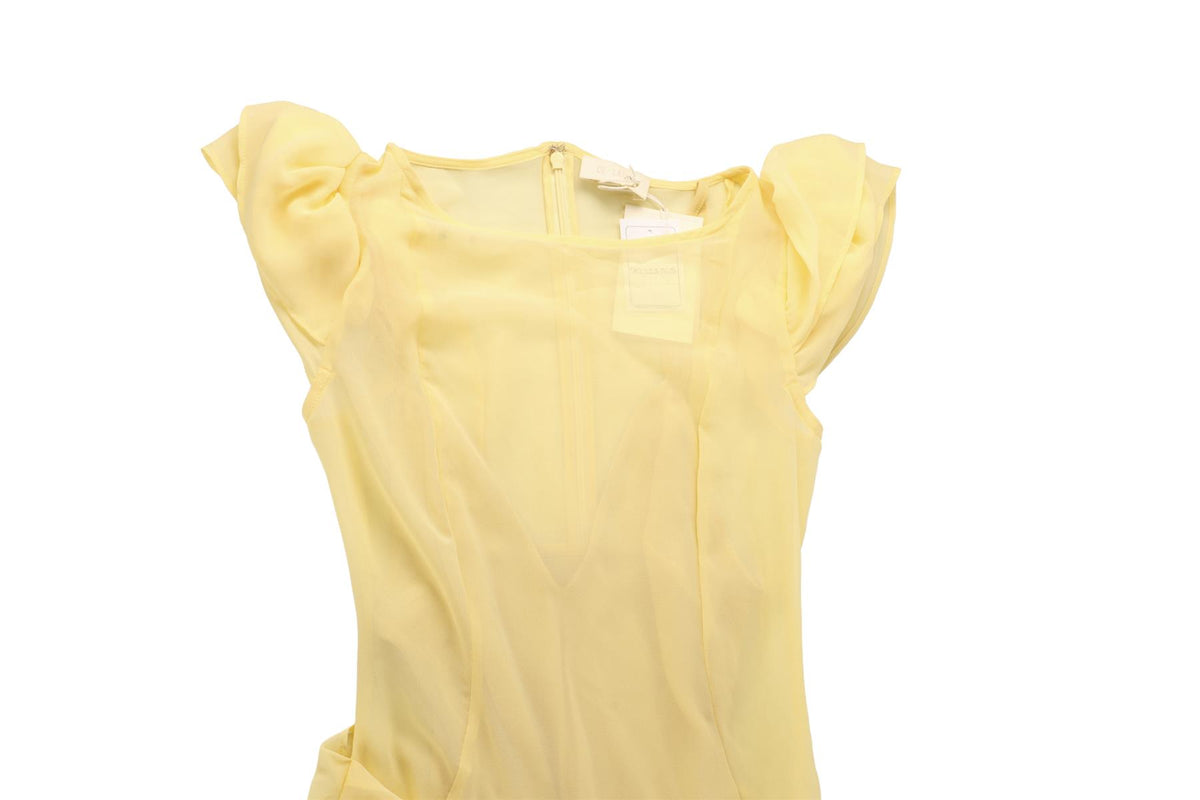 DE LA VALI YELLOW SATIN MAXI DRESS UK 4