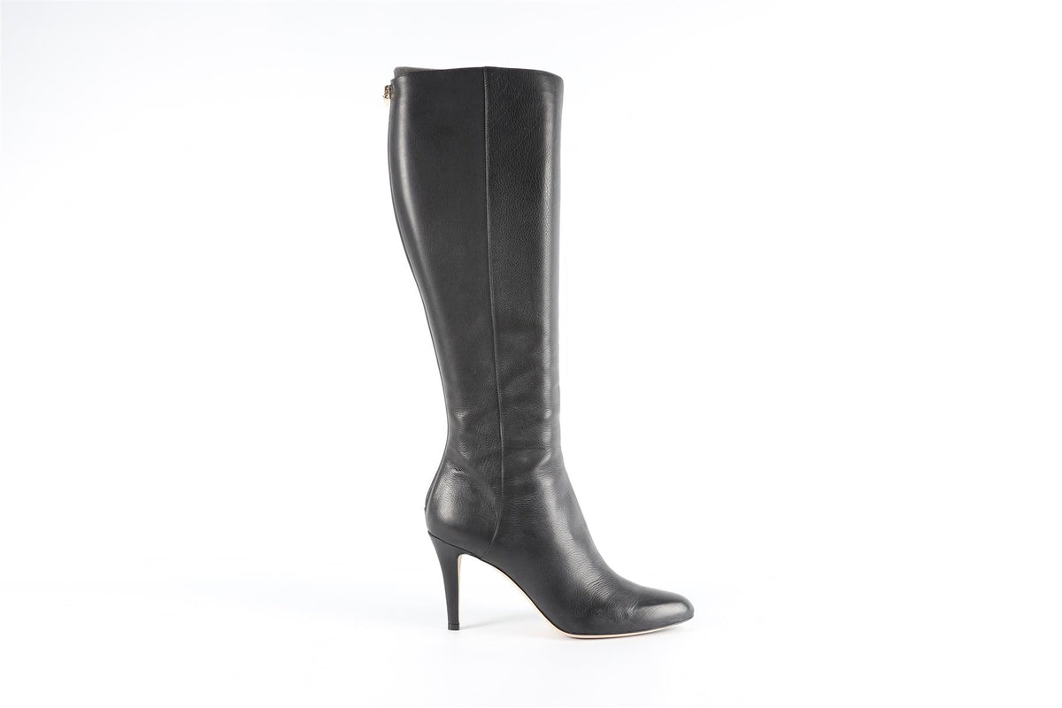JIMMY CHOO BLACK LEATHER KNEE HIGH BOOTS EU 39 UK 6, US 9