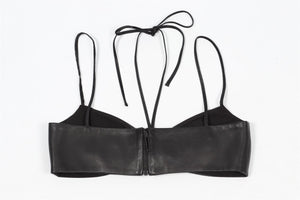 DION LEE BLACK CROPPED LEATHER TOP AU 8 UK 8