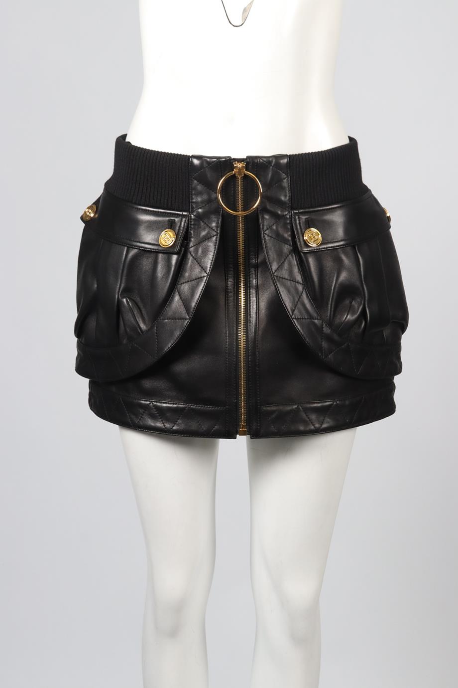 BALMAIN LEATHER MINI SKIRT FR 38 UK 10