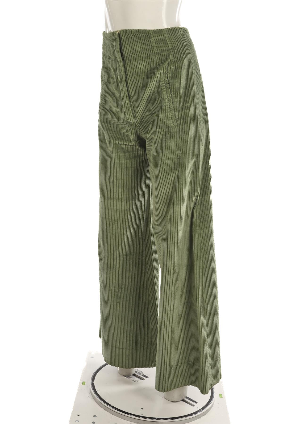 ANNA MASON GREEN CORDUROY WIDE LEG PANTS UK 8