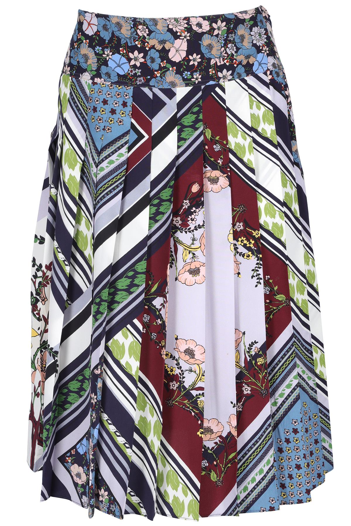 TORY BURCH MULTI SILK MIDI SKIRT US 8 UK 12