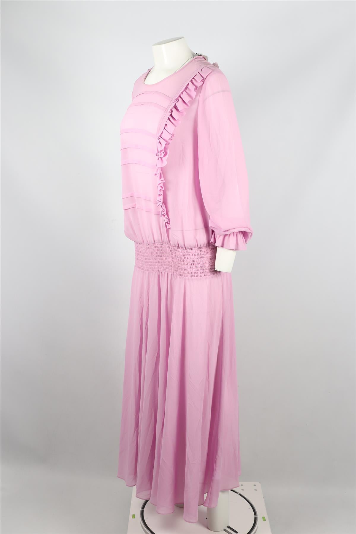 PREEN LINE BY THORNTON BREGAZZI PINK CHIFFON MAXI DRESS SMALL