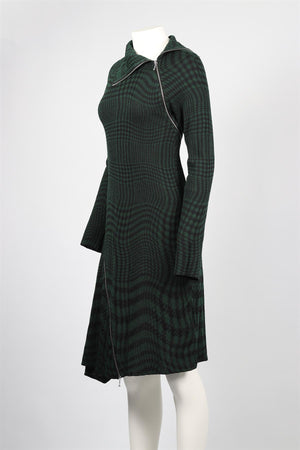 BURBERRY GREEN WOOL BLEND MIDI DRESS SMALL