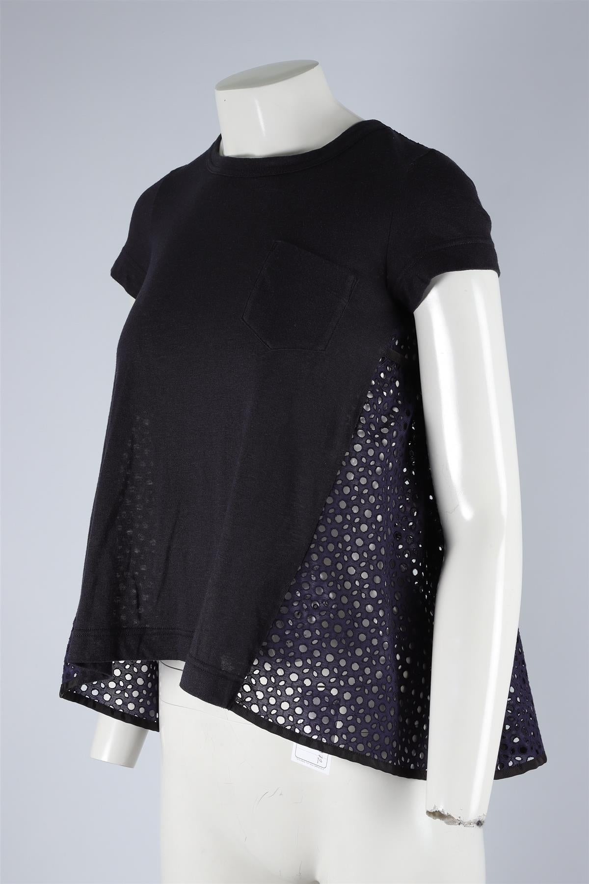 SACAI NAVY COTTON TOP UK 8