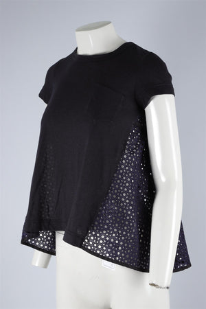 SACAI NAVY COTTON TOP UK 8