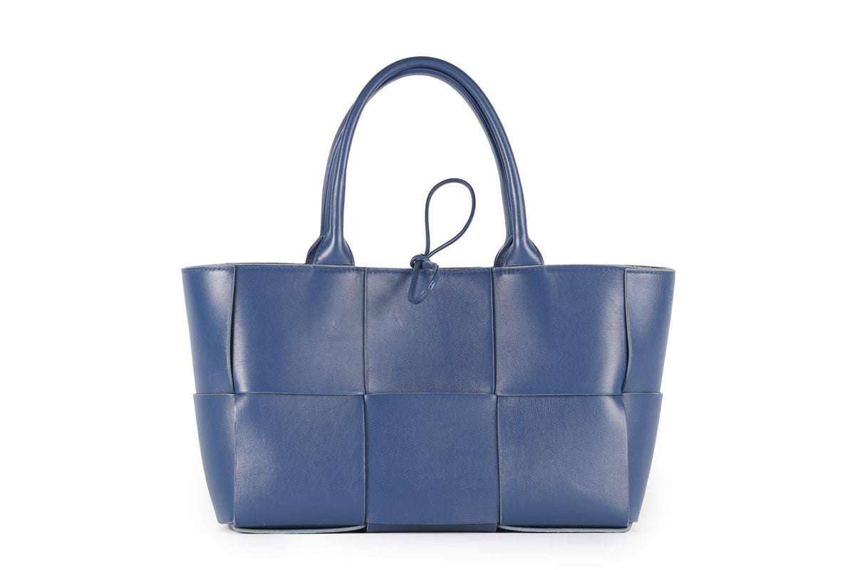 BOTTEGA VENETA NAVY ARCO INTRECCIATO LEATHER TOTE BAG