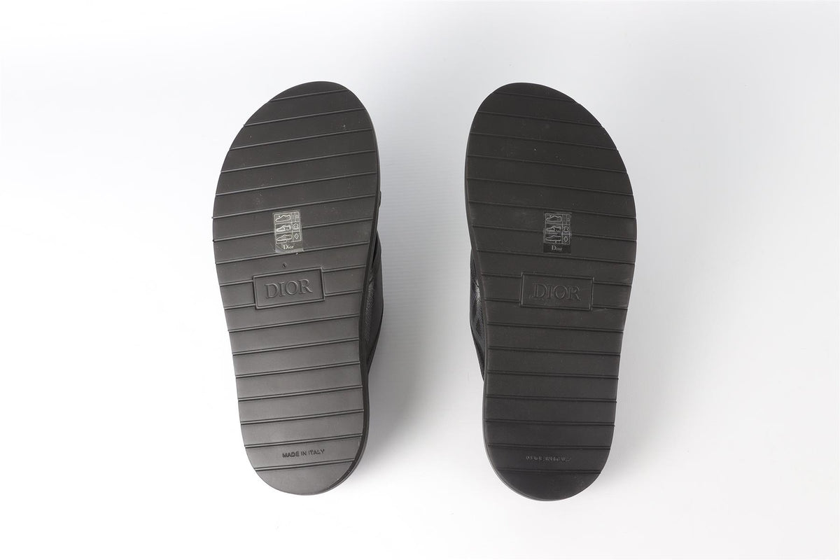 CHRISTIAN DIOR MEN'S BLACK AQUA LEATHER SANDALS EU 42 UK 8 US 9