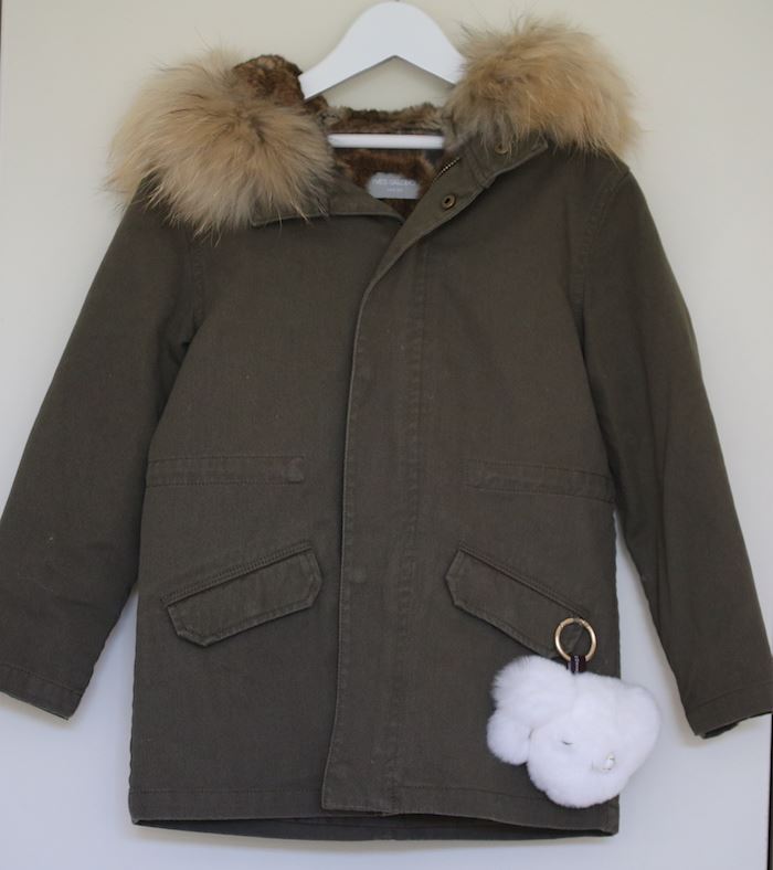 YVES SALOMON ENFANT KHAKI LINED COAT 6 YEARS