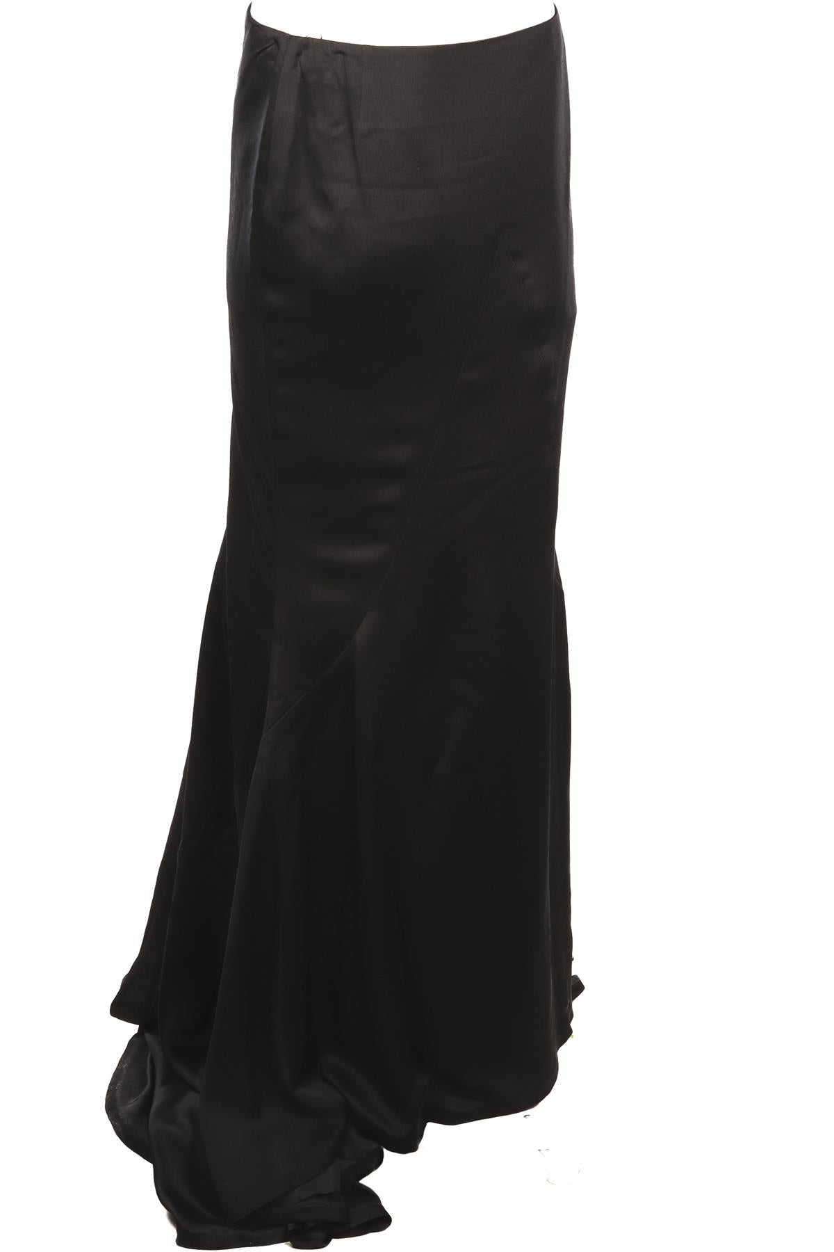 ALEXANDER MCQUEEN BLACK 2006 SILK MAXI SKIRT IT 42 UK 10