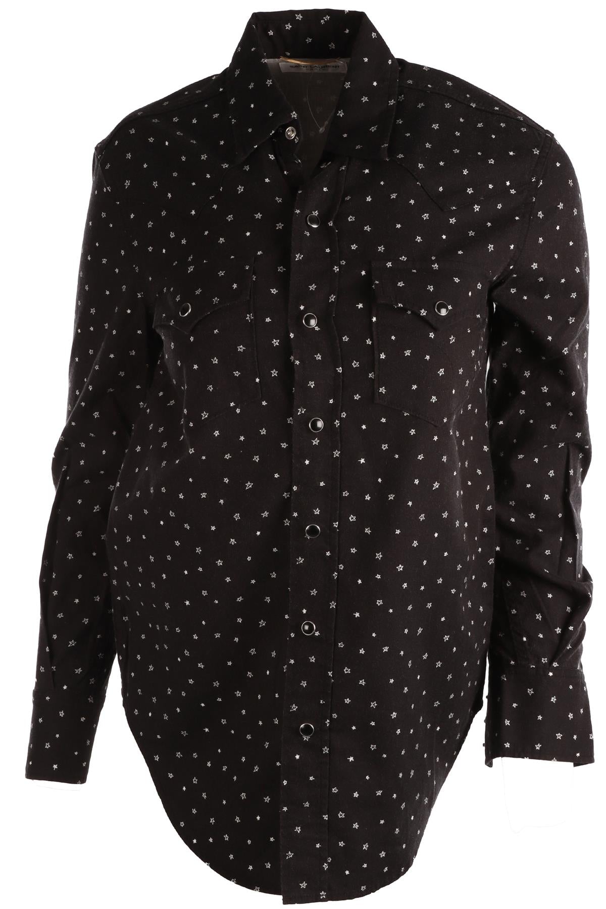 SAINT LAURENT BLACK COTTON SHIRT XSMALL