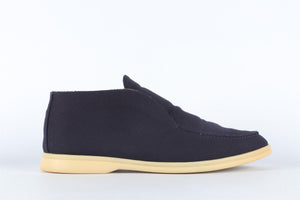LORO PIANA NAVY MEN'S OPEN WALK FABRIC BOOTS EU 42 UK 8 US 9