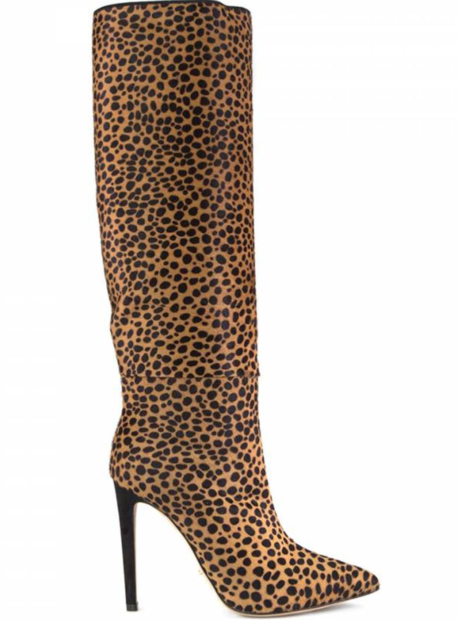 SERGIO ROSSI LEOPARD PRINT CALF HAIR BOOTS EU 37.5 UK 4.5 US 7.5