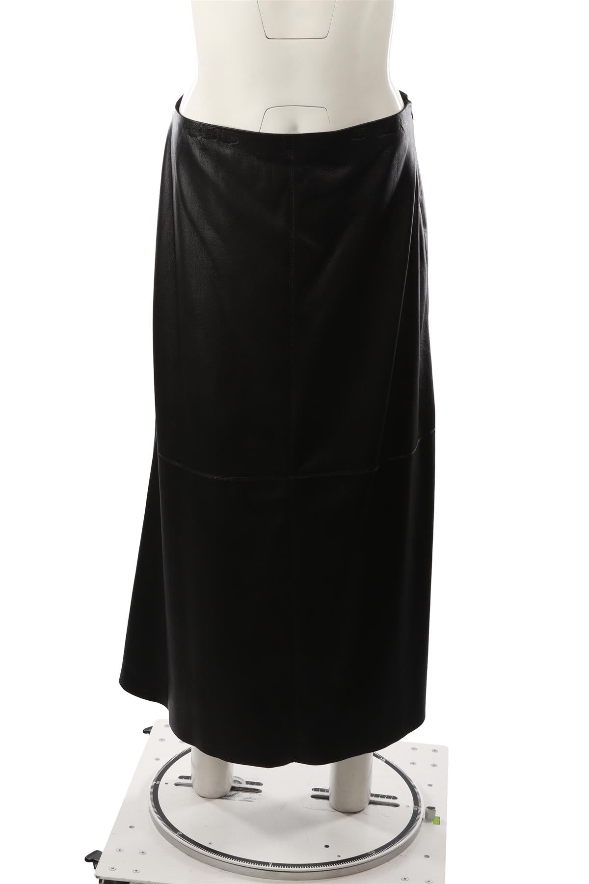 BLACK FAUX LEATHER MAXI SKIRT
