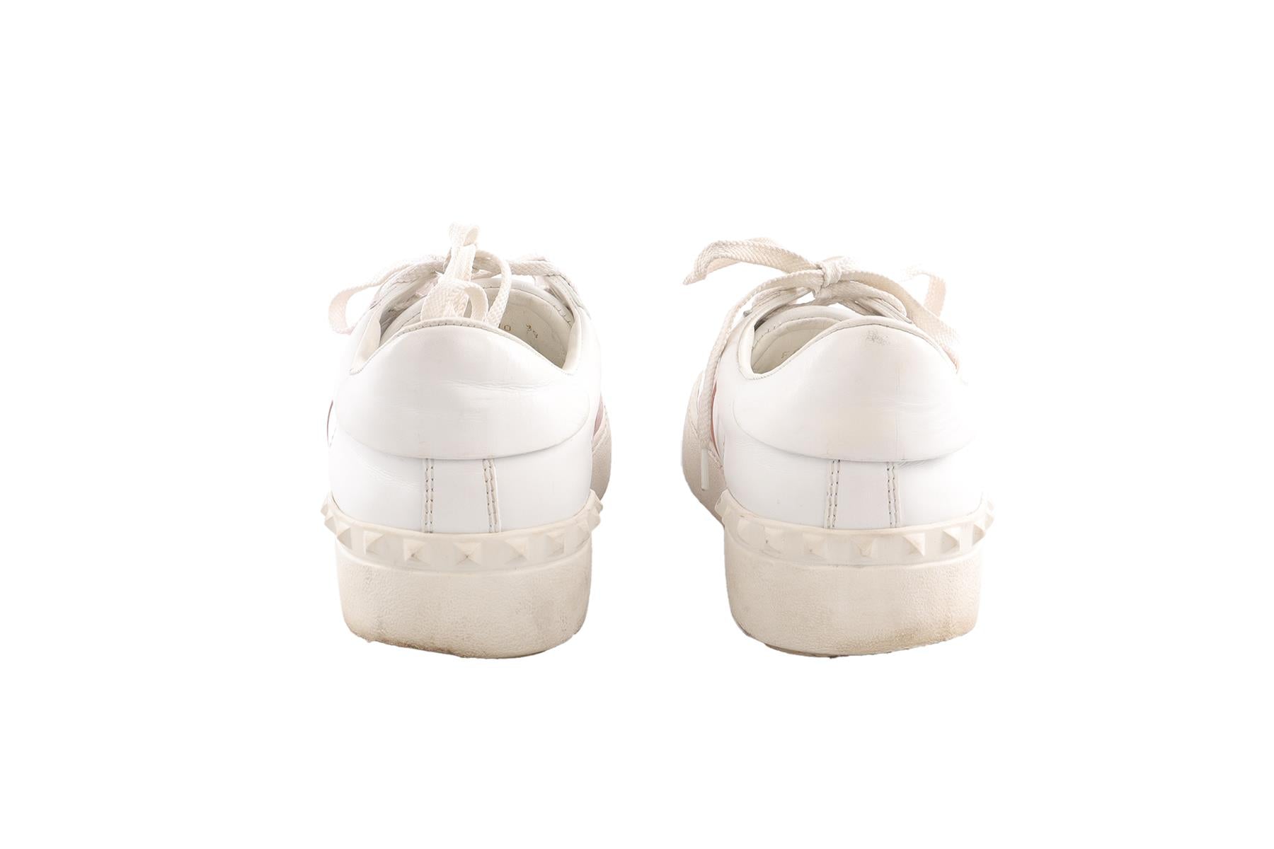 VALENTINO GARAVANI WHITE OPEN LEATHER SNEAKERS EU 38