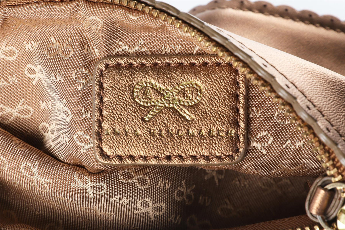 ANYA HINDMARCH BRONZE SMALL LEATHER POUCH