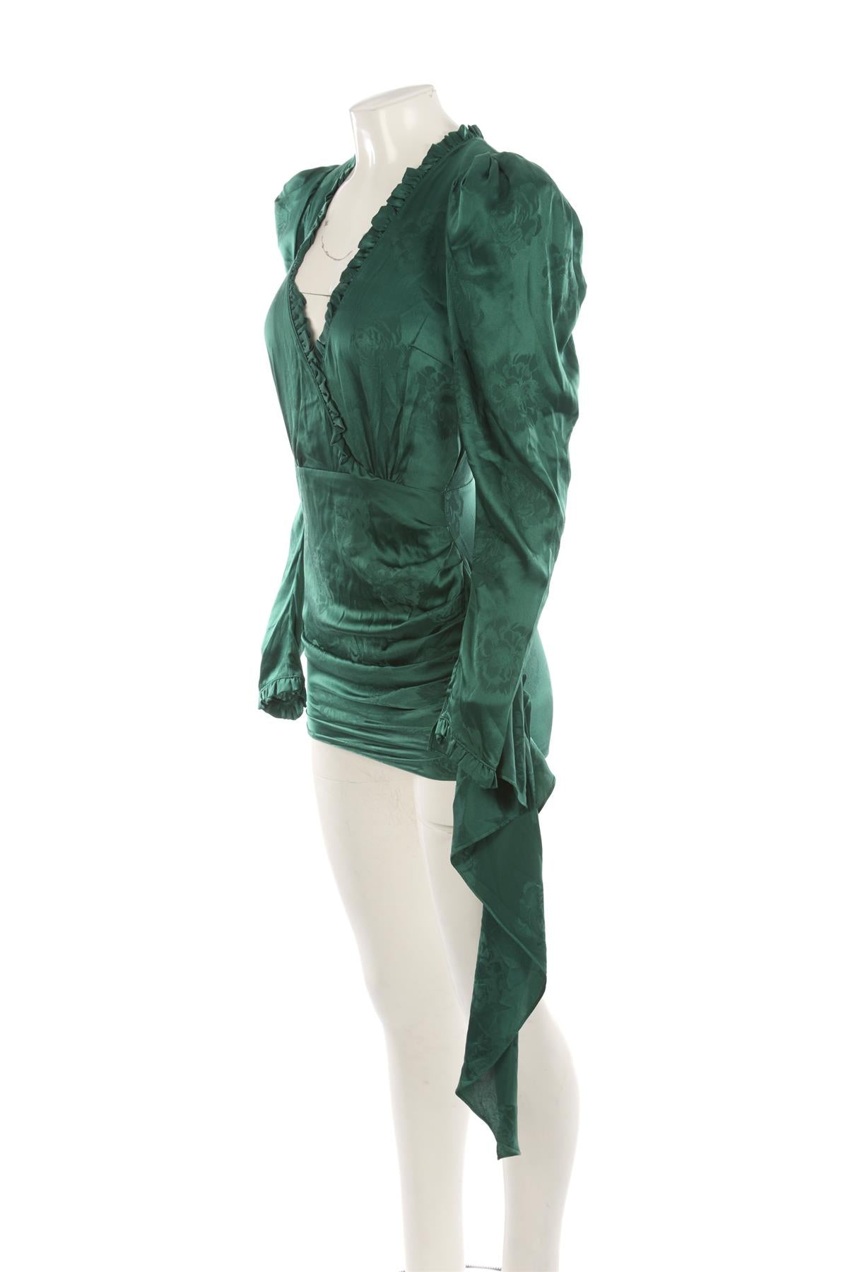 MAGDA BUTRYM GREEN SATIN MINI DRESS UK 8