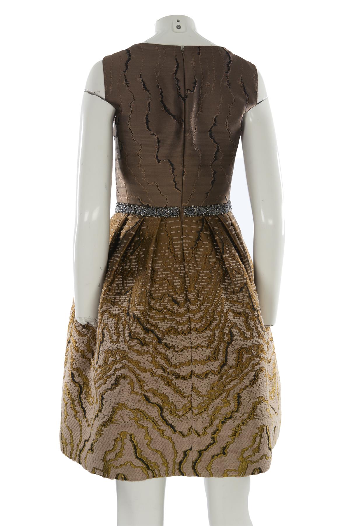 OSCAR DE LA RENTA BRONZE 2008 WOOL DRESS US 4 UK 8