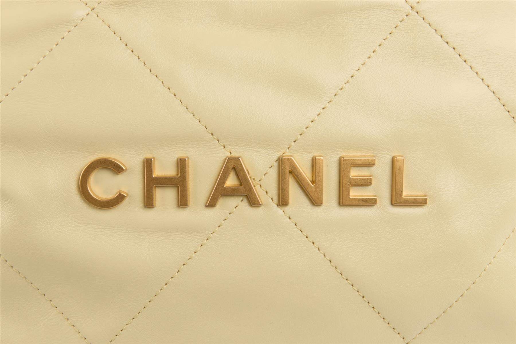 CHANEL YELLOW 2023 22 SMALL QUILTED LEATHER SHOULDER BAG