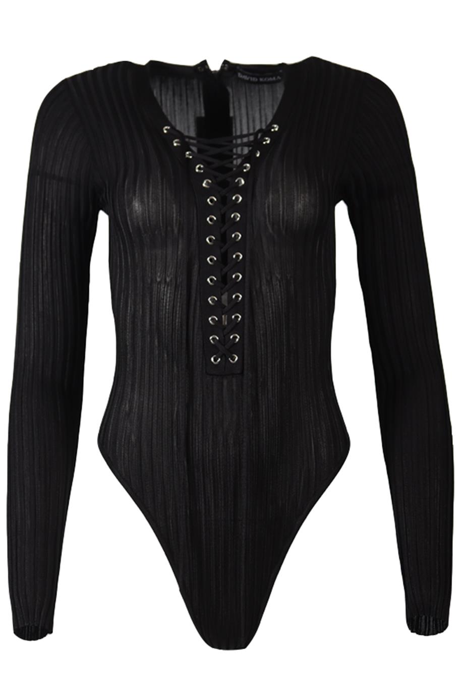 DAVID KOMA RIBBED KNIT BODYSUIT SMALL