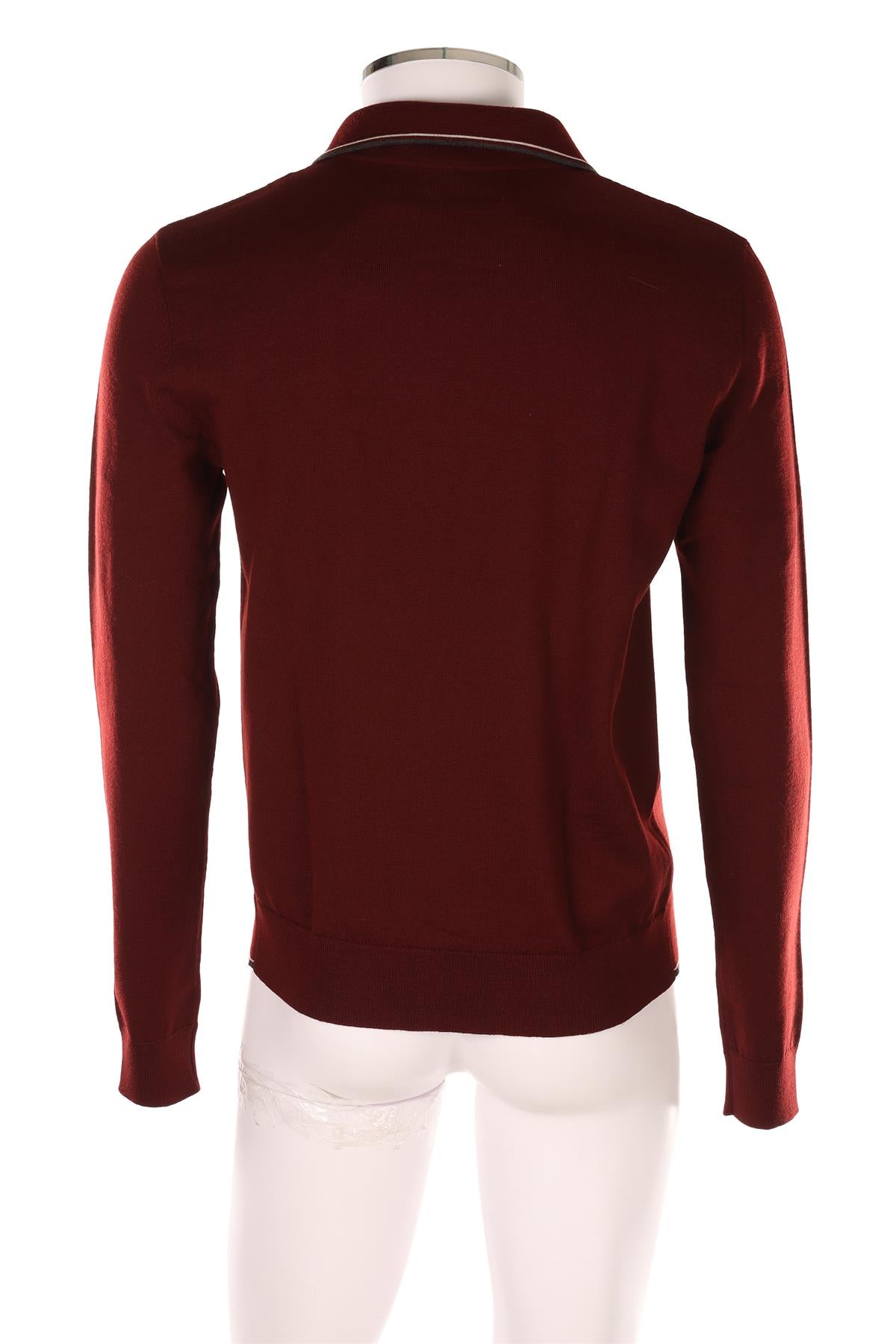 DOLCE & GABBANA BURGUNDY MEN'S WOOL POLO SWEATER IT 46 UK 36