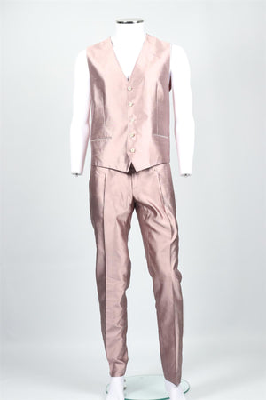 DOLCE & GABBANA PINK MEN'S SILK THREE PIECE SUIT IT 52 UK 42