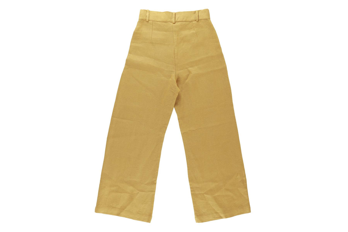 LA VESTE YELLOW COTTON STRAIGHT LEG PANTS SMALL