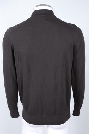 LORO PIANA GREY MEN'S WOOL POLO SWEATER IT 56 UK 46