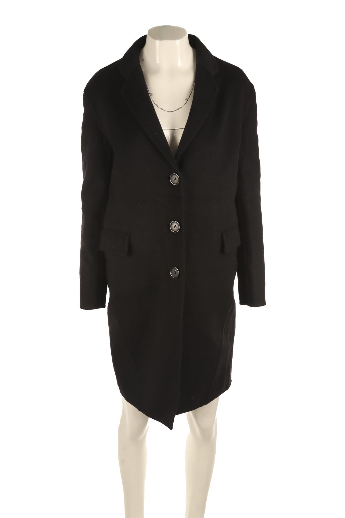 ERMANNO SCERVINO BLACK WOOL COAT IT 38 UK 6