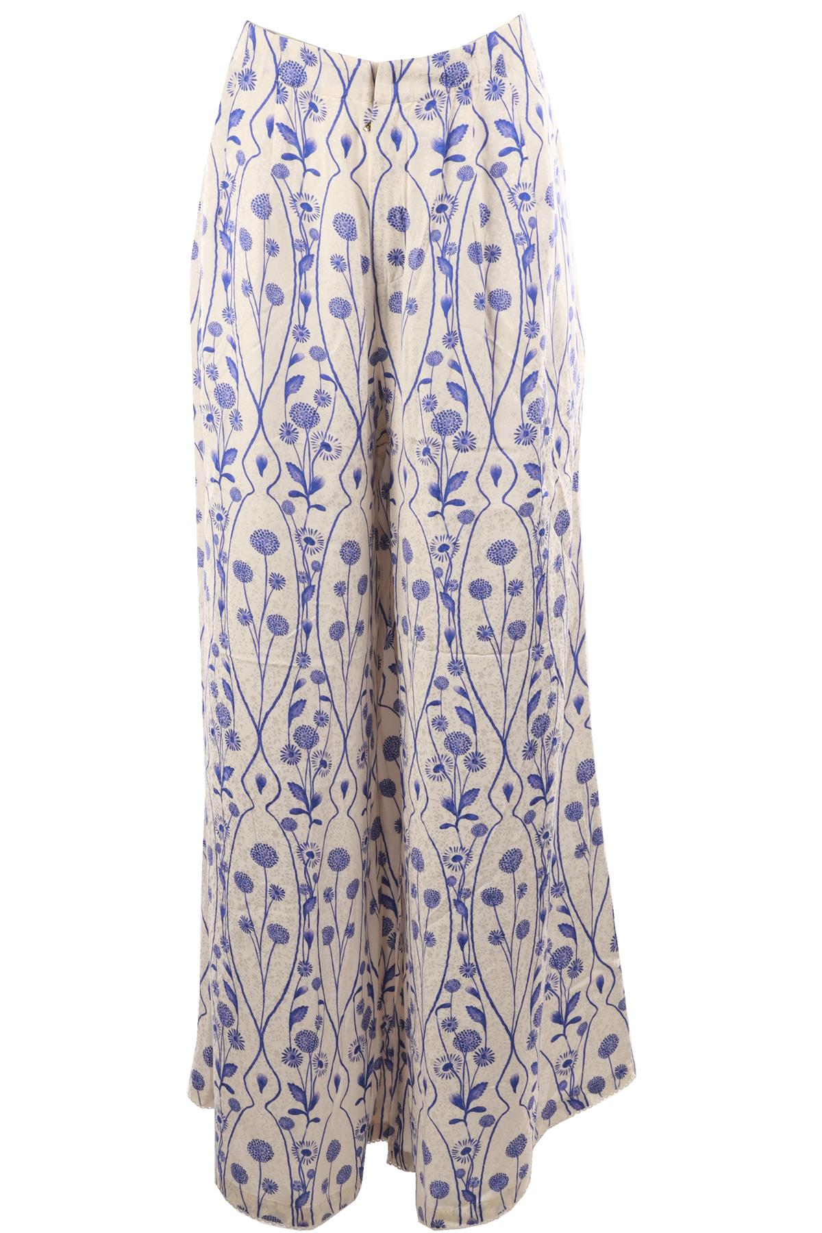 AGUA BENDITA CREAM SILK WIDE LEG PANTS LARGE