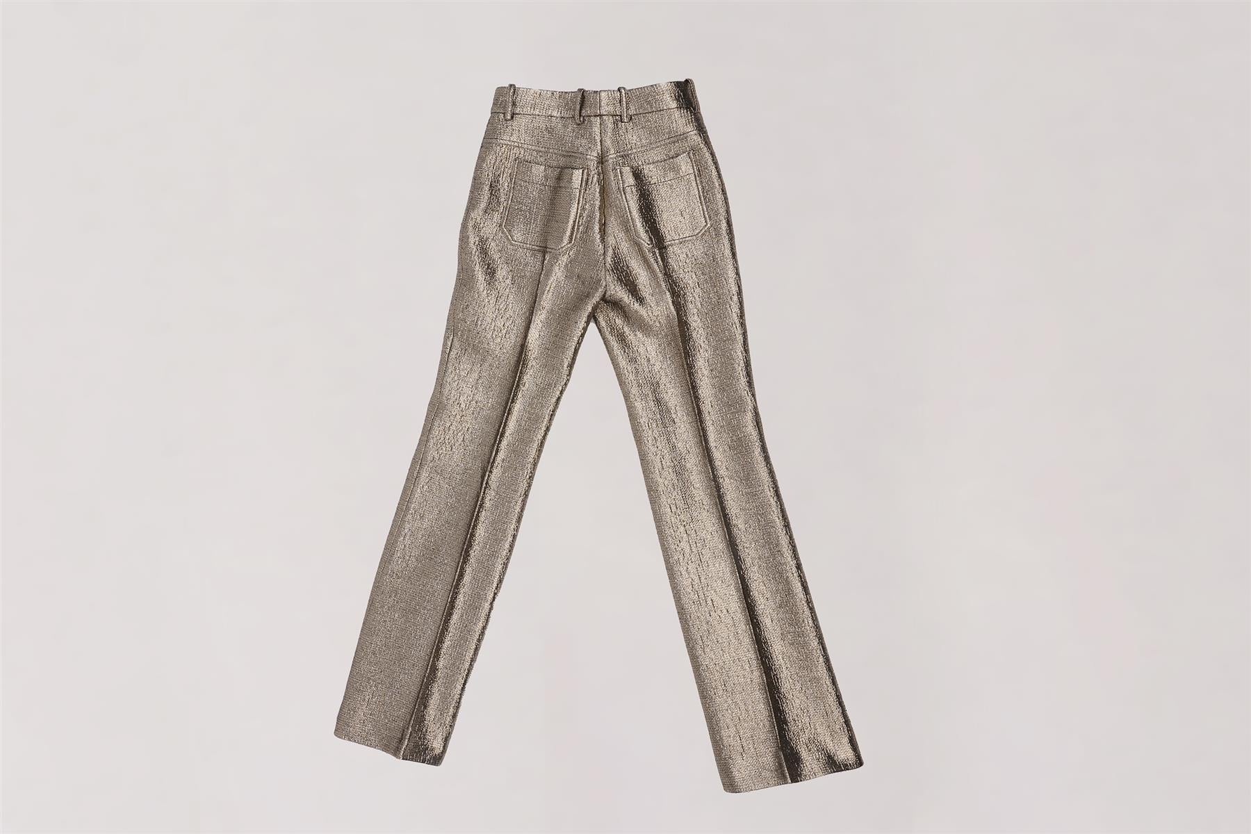 ROBERTO CAVALLI GOLD WOOL FLARED PANTS IT 38 UK 6