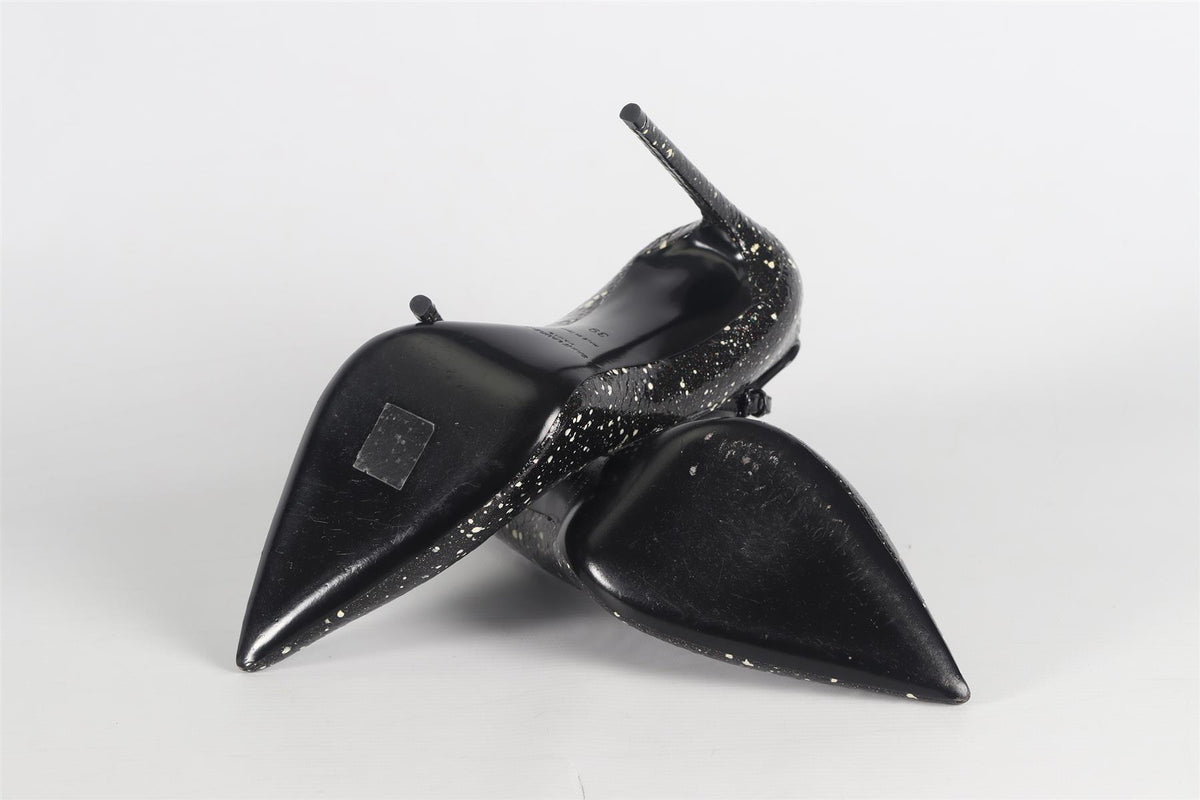 SAINT LAURENT SNAKE EFFECT LEATHER PUMPS EU 39 UK 6 US 9