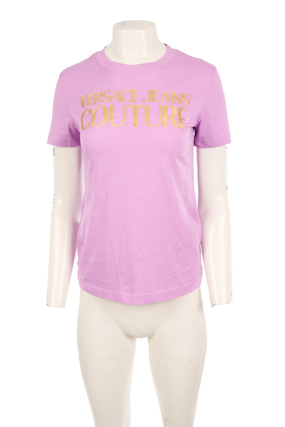 VERSACE JEANS COUTURE PURPLE COTTON T-SHIRT MEDIUM