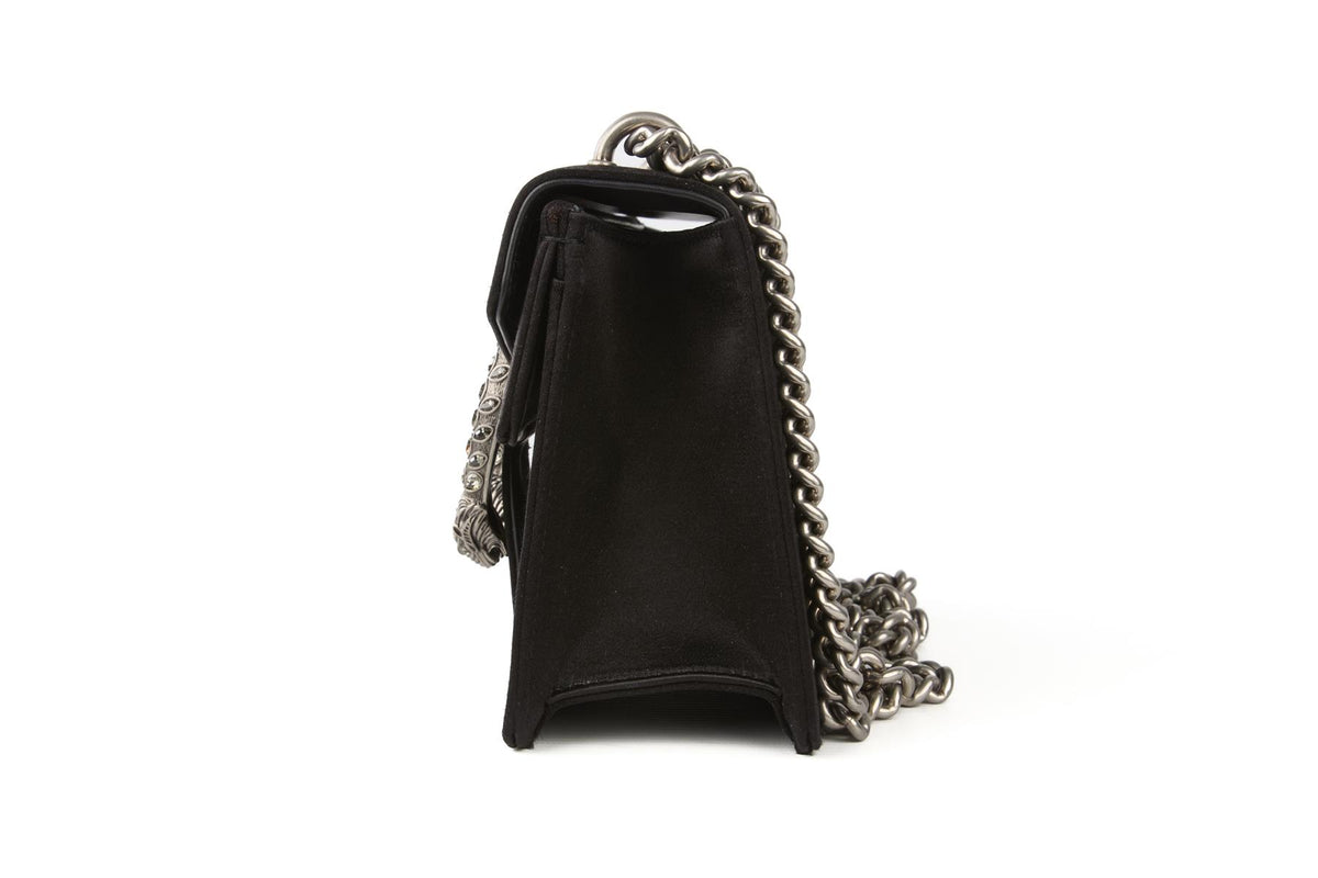 GUCCI BLACK DIONYSUS SMALL SATIN SHOULDER BAG