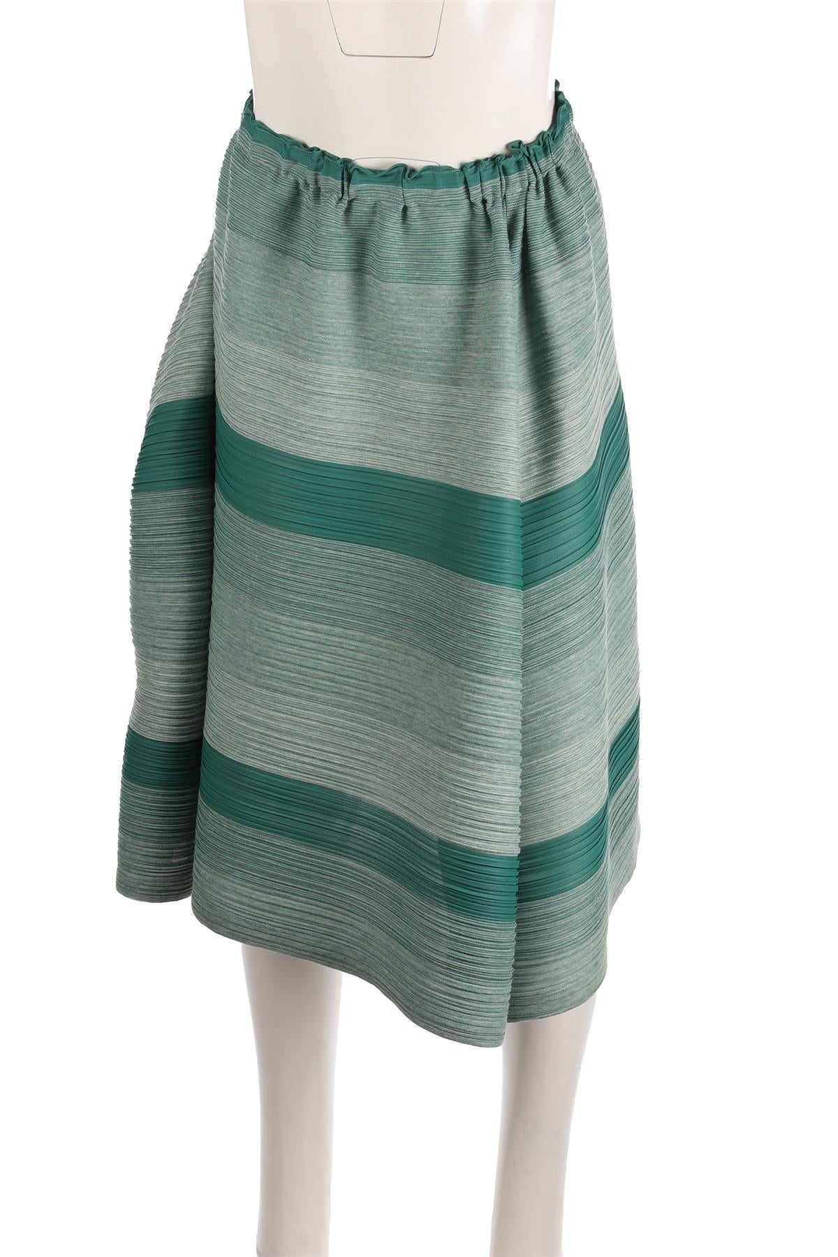PLEATS PLEASE ISSEY MIYAKE GREEN MIDI SKIRT JP 3 UK 8