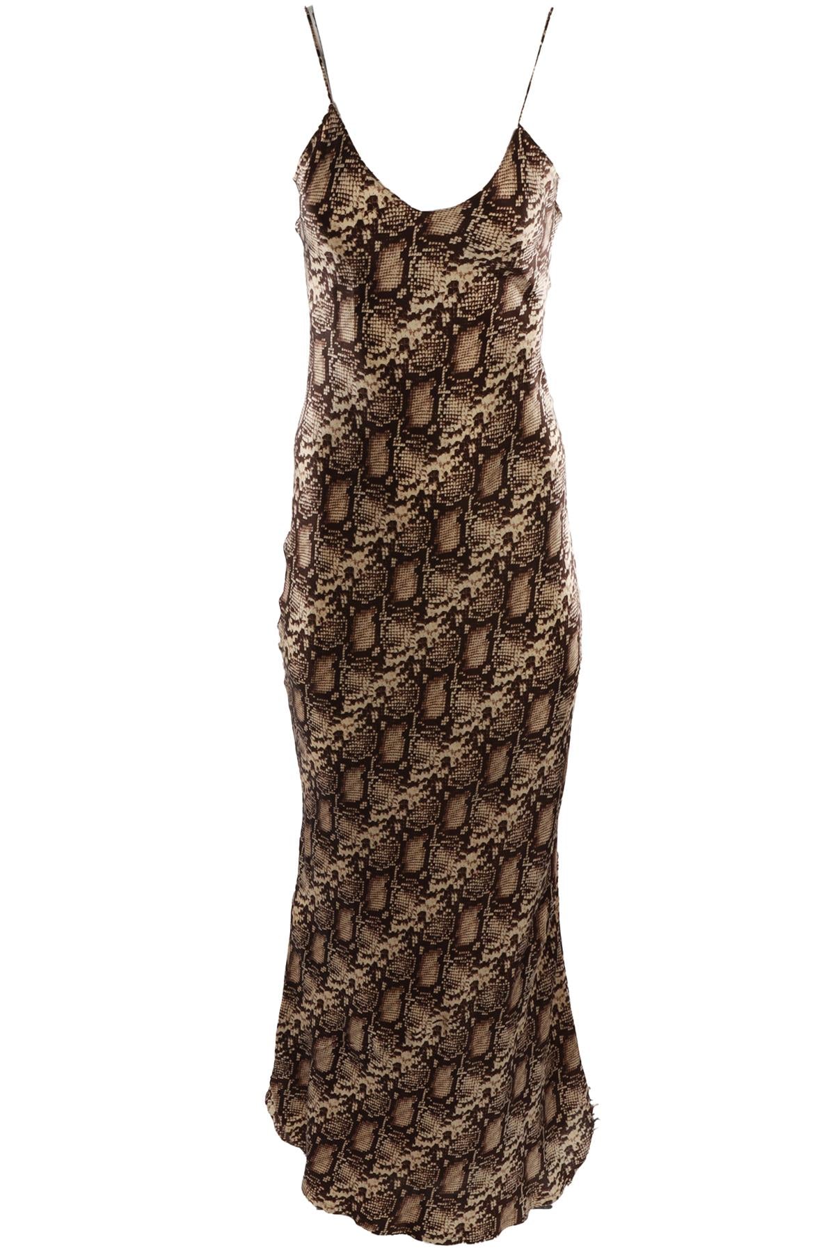 NILI LOTAN BROWN SILK MAXI DRESS SMALL