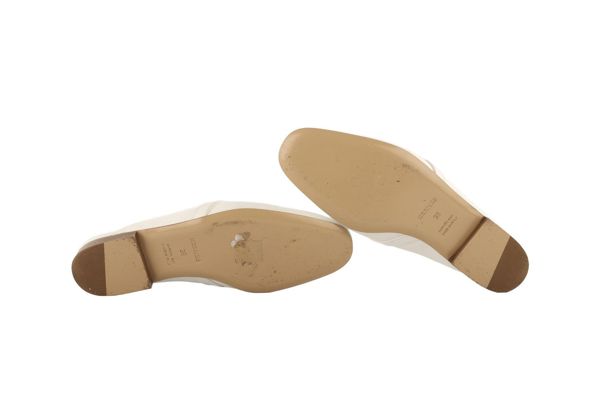 HERMÈS WHITE OZ LEATHER MULES EU 38 UK 5 US 8