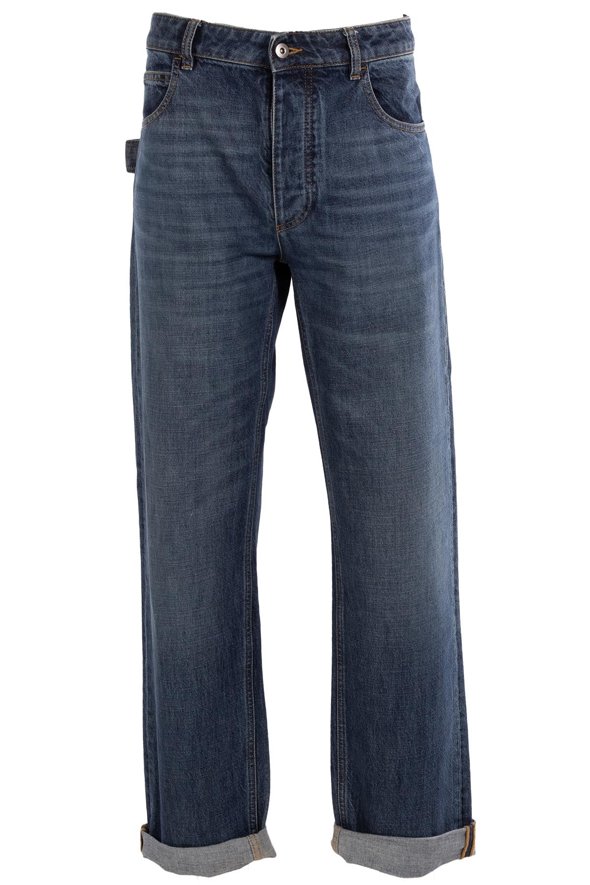 BOTTEGA VENETA BLUE HIGH RISE STRAIGHT LEG JEANS IT 40 UK 8
