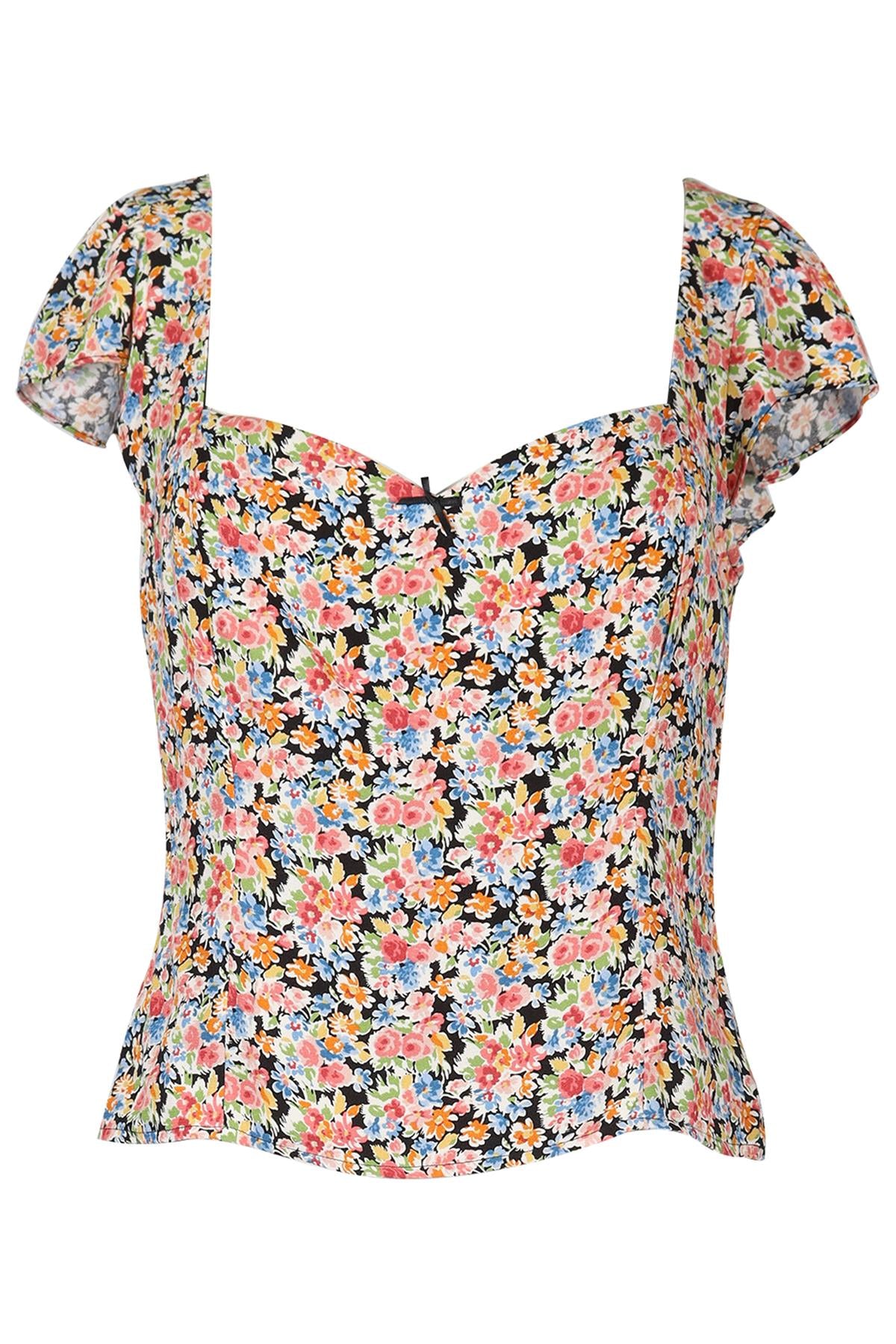 REFORMATION FLORAL PRINT CREPE TOP US 8 UK 12
