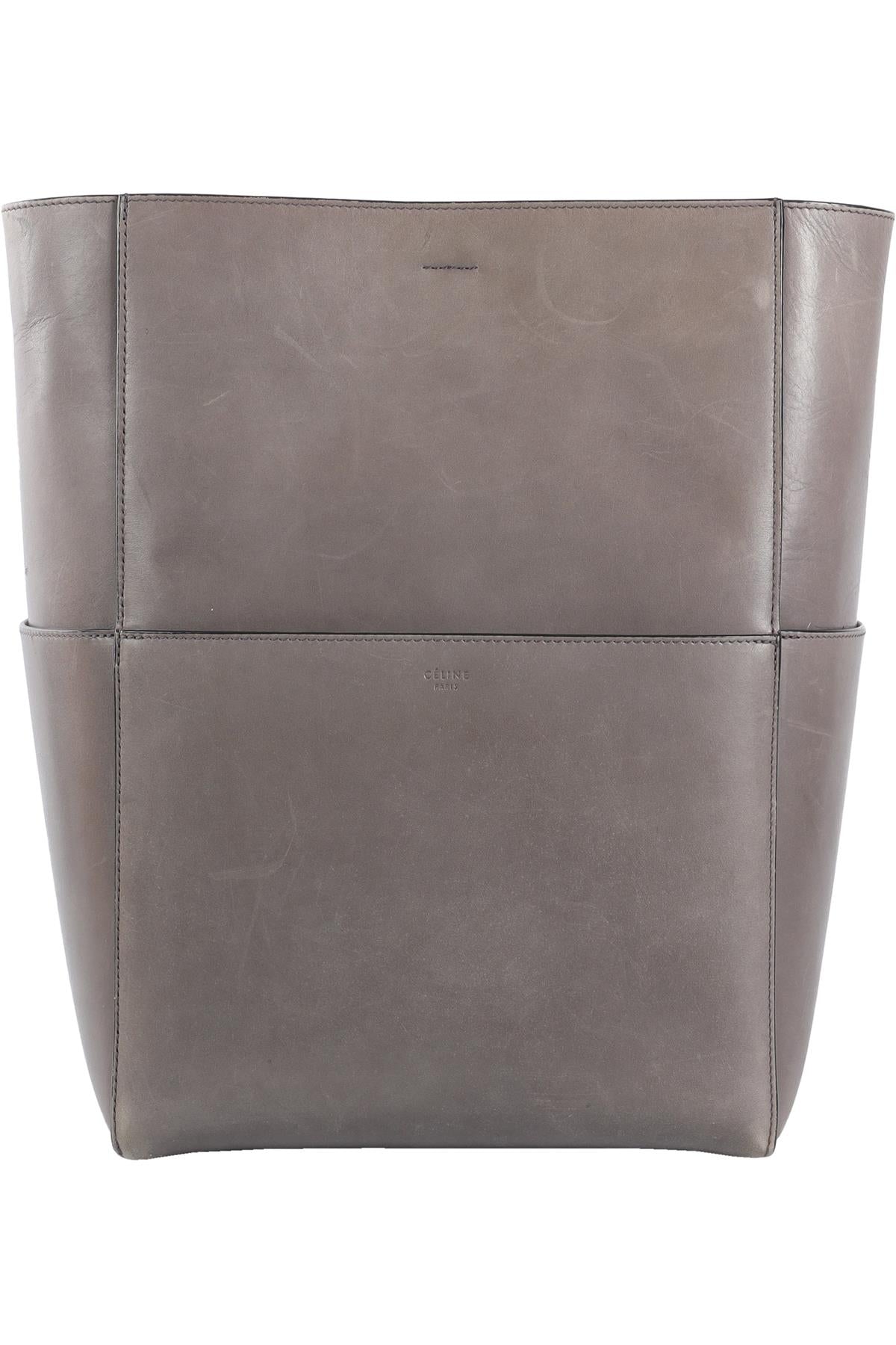 CELINE GREY SANGLE LEATHER SHOULDER BAG