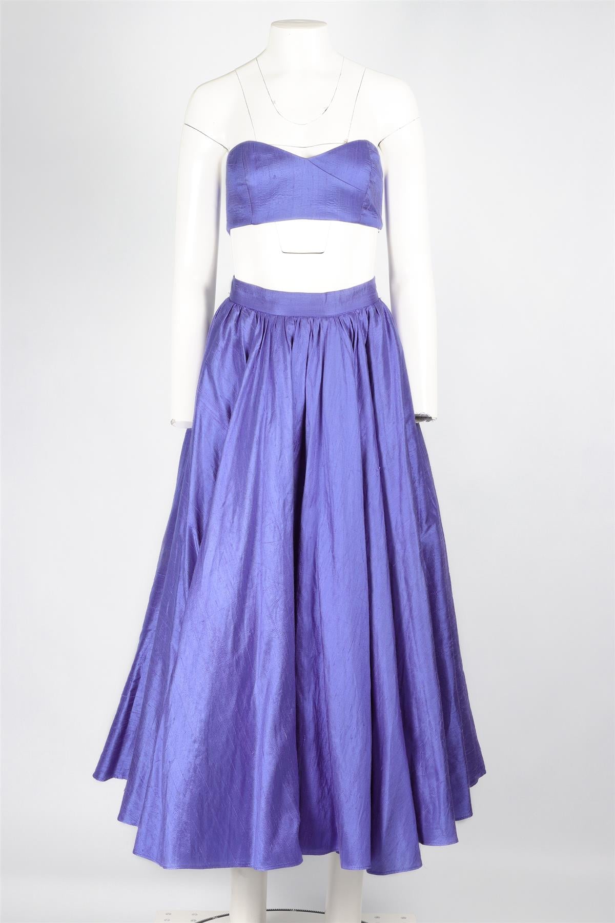 NEW ARRIVALS BLUE WOVEN TOP AND SKIRT FR 36 UK 8