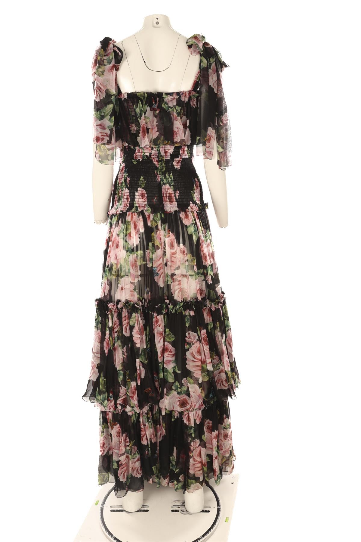 DOLCE & GABBANA MULTI SILK MAXI DRESS IT 40 UK 8